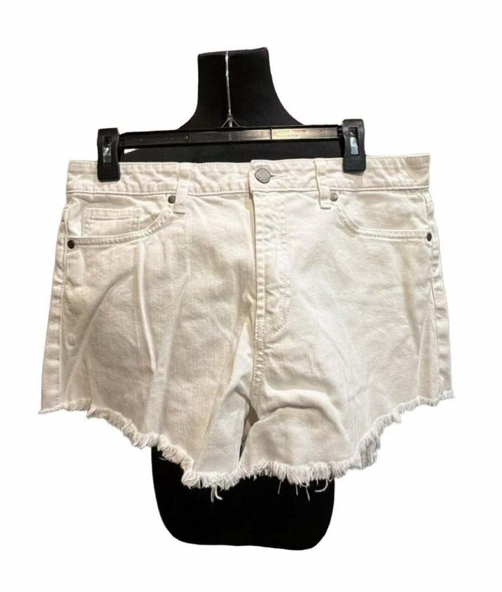 820 Paige Denim Shorts Size 30 White Frayed Cut Off
